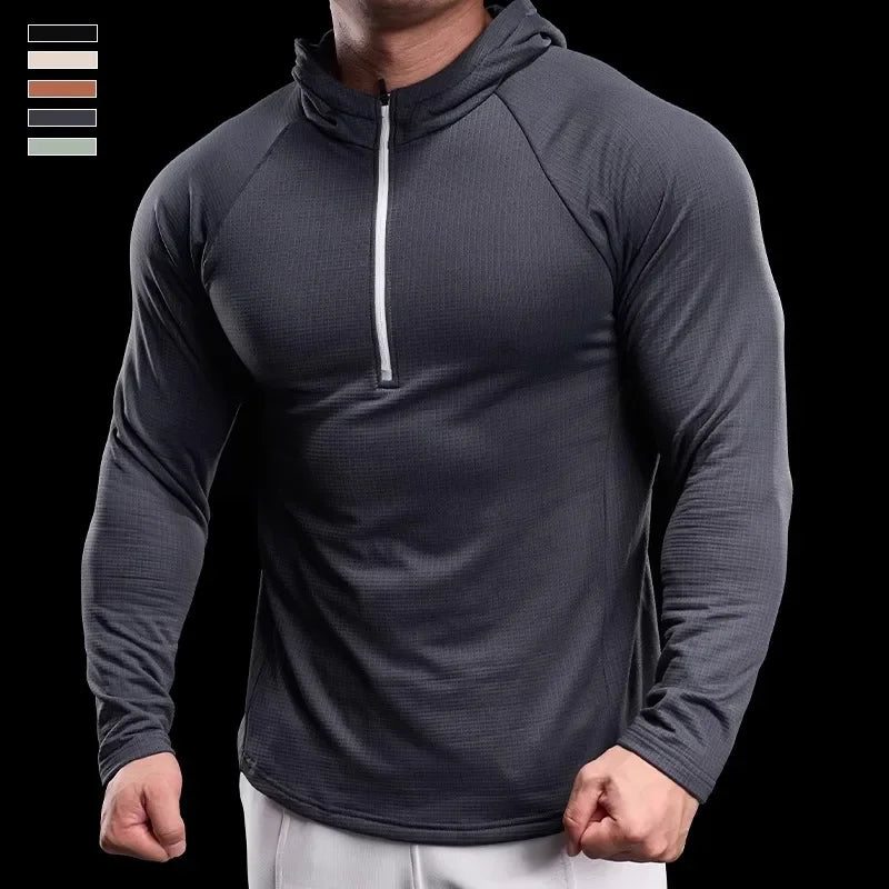 Autumn New Gym Fitness Clothes Men's Training Clothes Long-sleeved Sports Quick-drying Sweatshirts Casual Hooded Fitness Clothes