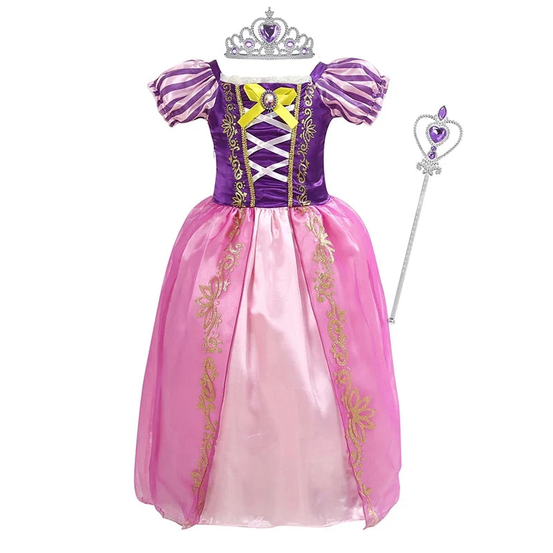 Disney Cinderella Cosplay Costume Kids Clothes for Girls Sequins Princess Dress with Floral Bow Birthday Party Ball Gown