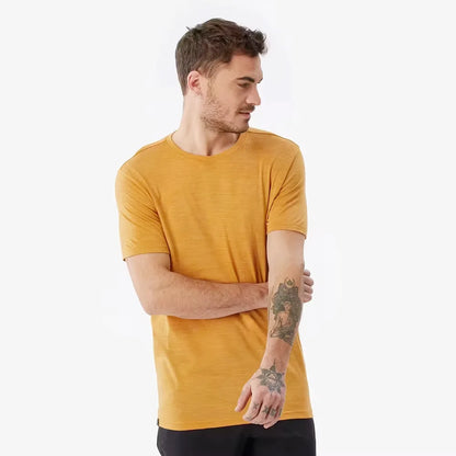 Superfine Merino Wool T shirt Men Base Layer Merino Shirt Wicking Breathable Quick Dry Anti-Odor No-itch Big USA Size