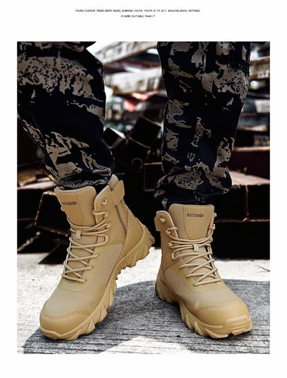Men Tactical Boots Army Waterproof Work Climbing Hiking Shoes High Quality Outdoor Motorcycle Hunting Safety Unisex Desert Boot