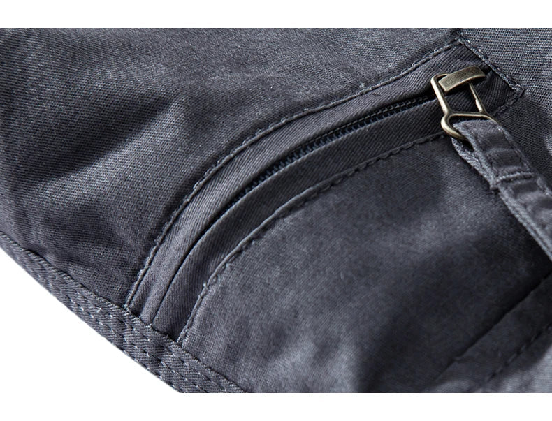 Mens Cargo Shorts 100% Cotton Casual Running Shorts Elastic Waist Hiking Outdoor with a Belt