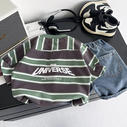 Summer Infant Boys Clothing For Children Casual Striped T-Shirt Shorts 2Pcs/Set Toddler Baby Girl Clothes Costume Kids Tracksuit
