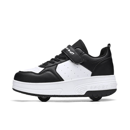 Ultra-Light Leathe Two Wheels Children's Sport Roller Skate Shoes for Kids Boys Girls Walking Running Sneakers Outdoor for Women