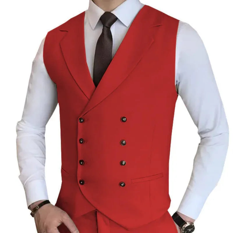 Men Vest Champagne Solid Double Button Waistcoat For Wedding Birthday Banquet Party Work Business Casual Men Suit Vest