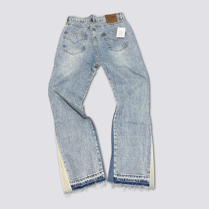 Denim Bell-bottoms Washed And Worn Patchwork Jeans