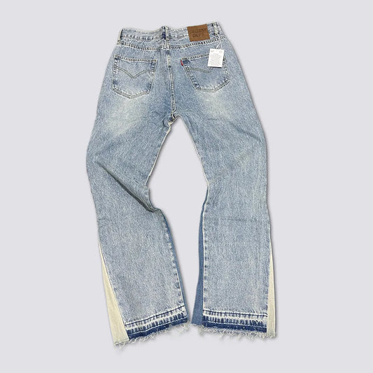 Denim Bell-bottoms Washed And Worn Patchwork Jeans