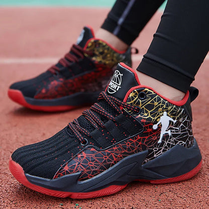 Boys Basketball Shoes Classic Kids Sneakers Fashion Tennis Kid Sport Shoes Outdoor Non-Slip Trainer Children School Basketball