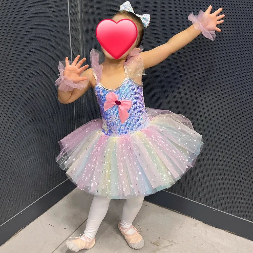 Children's Day Dance Dress Girl Ballet Princess Summer Dresses Girls Ballet Sequins Outfit Kids Clothes Vestidos Birthday Gift