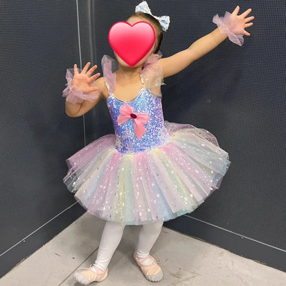 Children's Day Dance Dress Girl Ballet Princess Summer Dresses Girls Ballet Sequins Outfit Kids Clothes Vestidos Birthday Gift