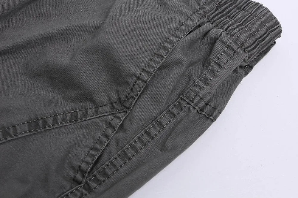 Spring Men cargo cotton pants pocket large size big 8XL 10XL 9XL 140KG loose out door casual safari style pants black 46 48 50