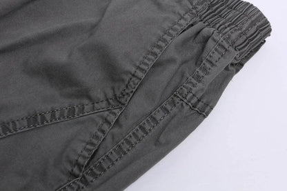 Spring Men cargo cotton pants pocket large size big 8XL 10XL 9XL 140KG loose out door casual safari style pants black 46 48 50