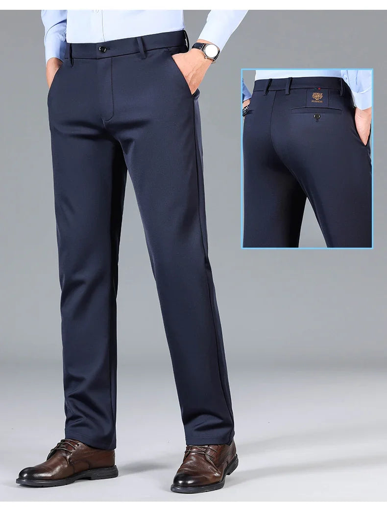 2026 New Summer Thin Embroidery Suit Pants Men Straight Classic Business Work Grey Long Formal Trousers Male Plus Size 29-40 42