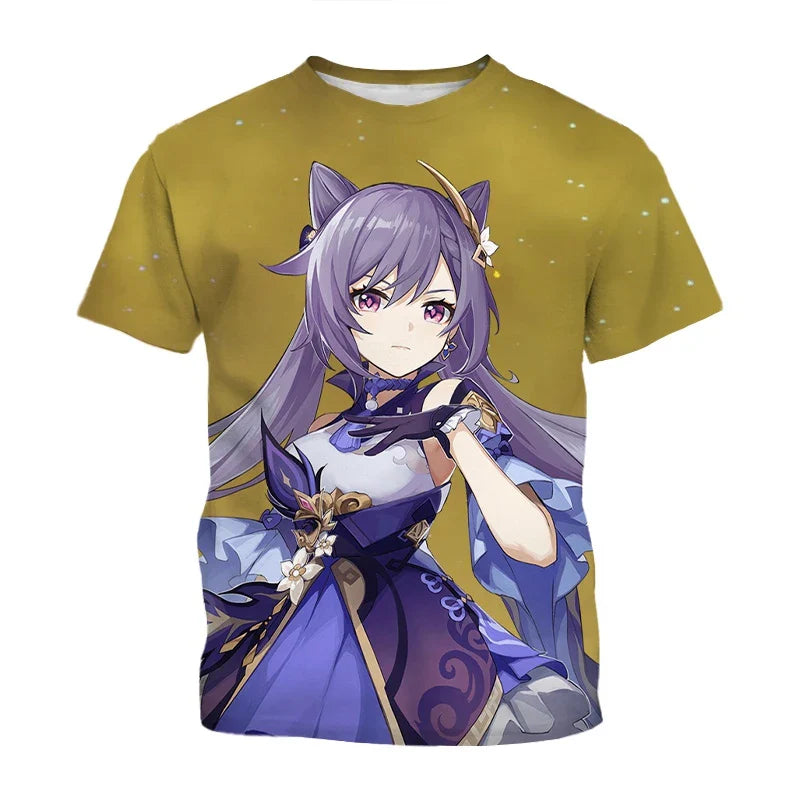 Summer, Genshin Impact game features handsome characters, 3D printed cool and stylish personalized T-shirts
