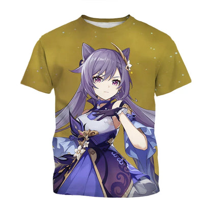 Summer, Genshin Impact game features handsome characters, 3D printed cool and stylish personalized T-shirts