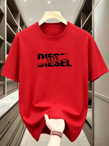 New European and American Trendy Men's Fashionable Casual Short Sleeved T-shirt, Solid Color T-shirt, Men's Summer Sports Tops