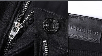 2025 New Winter Pure Black Fleece Thick Warm Jeans Men's loose Straight Elastic Denim Pants classics Casual Plush Trousers