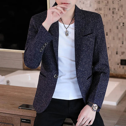 Men's Slim Fit Business Casual Shirt 2025 Korean Fashion Handsome All Seasons Polyester Boutique Style