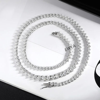 3 Claw 0.4CT 4.5mm Gradient Full D Color Moissanite Diamond Tennis Necklace for Women 925 Silver GRA Certified Neck Chain