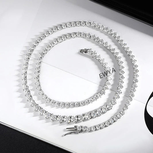 3 Claw 0.4CT 4.5mm Gradient Full D Color Moissanite Diamond Tennis Necklace for Women 925 Silver GRA Certified Neck Chain