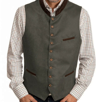 Men Vest Green Suede Velvet With Collar Single Breasted Waistcoat For Wedding Banquet Party Business Work Casual Daily Men Vest