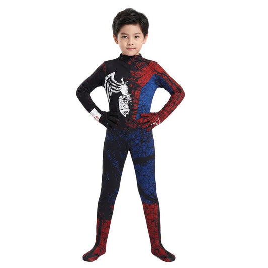 Kids Spider Costume Superhero Jumpsuit Role Play Party Halloween Cosplay Outfit New Year Christmas Performance Costume