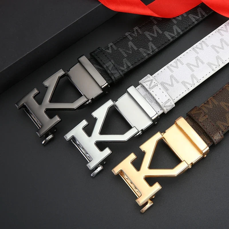 Luxury brand fashionable leather business men belt alloy high-quality casual belt for men jeans versatile youth trend belts men