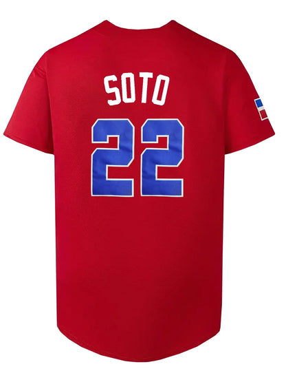 Men's 22 Dominicana Baseball Jerseys 90s Hip Hop Button Down Baseball Shirts for Party Stitched