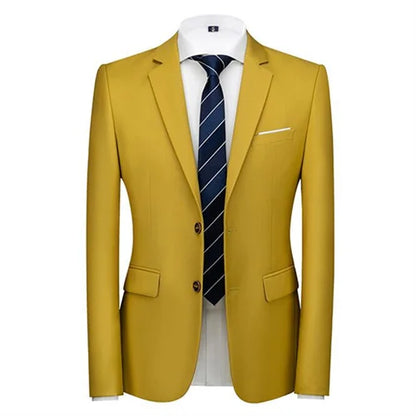 New Male Solid Colour Formal Suit Jacket 21 Colours Available Men Wedding Prom Party Tuxedo Blazer Slim Fit Coats