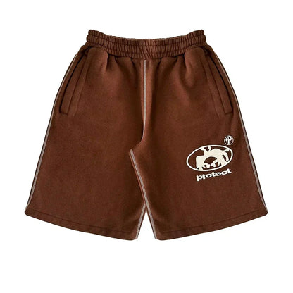 Summer Men Grey Cotton Y2K Hiphop Streetwear Shorts European Street Style Trendy Baggy Casual Cargo Urban Casual Wear Fashion