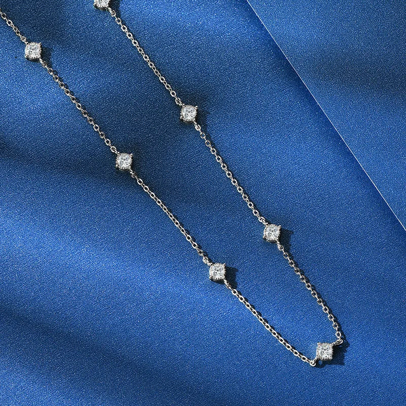 Collar Plata 925 Sterling Silver Choker Necklace For Women Round Cut 3mm Moissanite Necklaces Clavicle Chain Jewellry Gift
