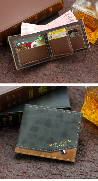 Portefeuilles courts pour hommes Givrés Grande capacité Portefeuille en cuir Multi-fentes Porte-monnaie Porte-photo Petits portefeuilles pour hommes cartera hombre