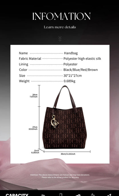 Large Capacity Letter Print Design Pure Colour Ladies Handbag Classic Style Fashion New with Clutch Bag Accessories