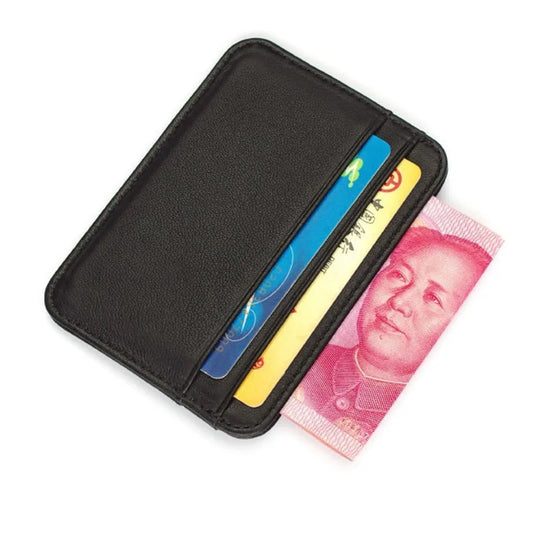 Porte-cartes de crédit en cuir véritable, portefeuille de luxe pour cartes, porte-cartes de visite fin, petit portefeuille en cuir de mouton pour hommes et femmes