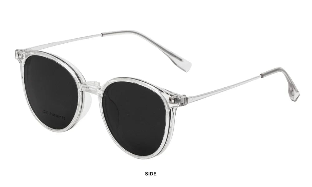 Magnetic Clip On Glasses Women Driving Polarised Round Pink Optical Myopia Eyewear Men Custom Prescription Glasses 2240