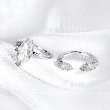 3CT 100% Real Full Moissanite Wedding Rings for Women Marquise Cut S925 Sterling Silver Marriage Band Fine Jewelry GRA