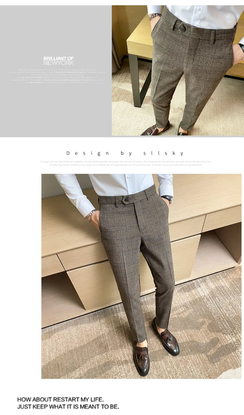 Spring and Autumn Checked Trousers for Men Are Trendy, Fashionable, Cool and Versatile, as Well as for Business and Casual Wear