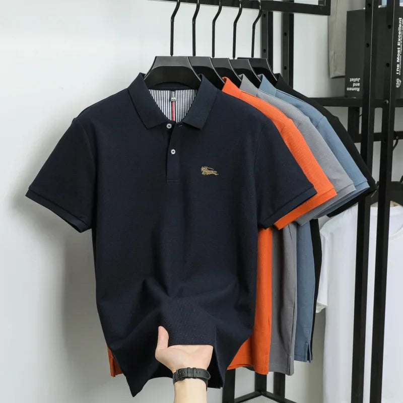 100% pure cotton luxury brand short sleeve men's polo shirt summer fashion letter embroidery design golf top breathable T-shirt