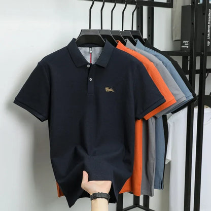 100% pure cotton luxury brand short sleeve men's polo shirt summer fashion letter embroidery design golf top breathable T-shirt