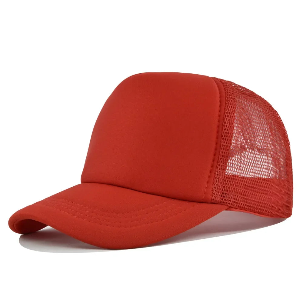 Fashion Unisex Plain Baseball Cap Adjustable Trucker Flat Visor Cap Snapback Mesh Curved Men Women Casual Sun Summer Hat