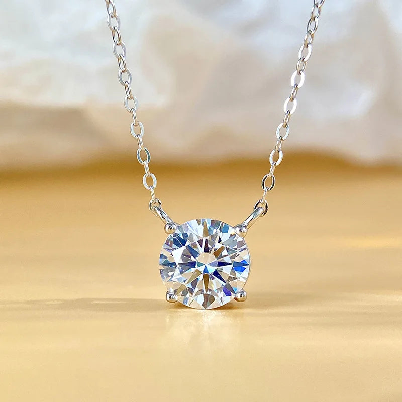 PureNew 1-5ct Full Shape Moissanite Necklace For Women S925 Silver Plated 18k Gold D Color VVS1 Women's Moissanite Chain Gift