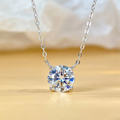 PureNew 1-5ct Full Shape Moissanite Necklace For Women S925 Silver Plated 18k Gold D Color VVS1 Women's Moissanite Chain Gift