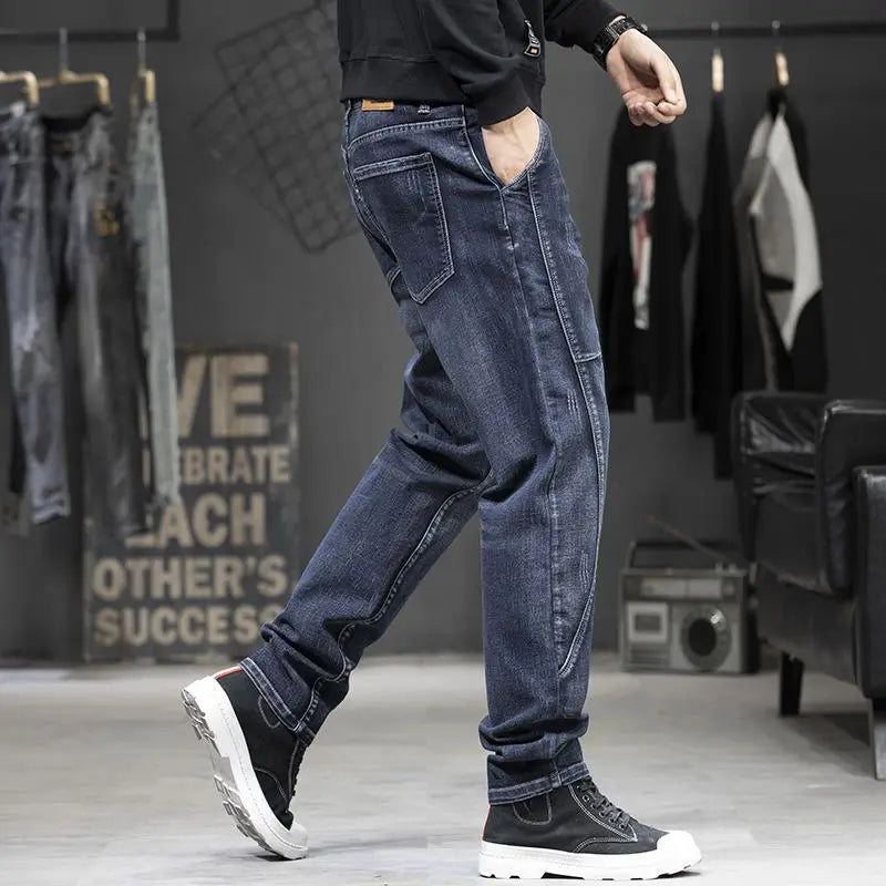 Summer Designer Clothes High Quality Punk Harajuku Fashion Casual Plus Size Slim Fit Denim Jeans for  2024 Cowboy Pants for Men