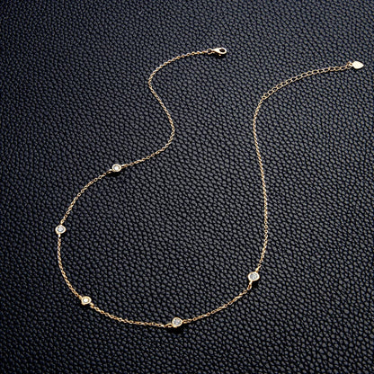 925 Sterling Silver Necklaces Round Cut 2.5mm/4mm Bezel Moissanite Choker Necklace for Women Multilayer Neck Jewelry