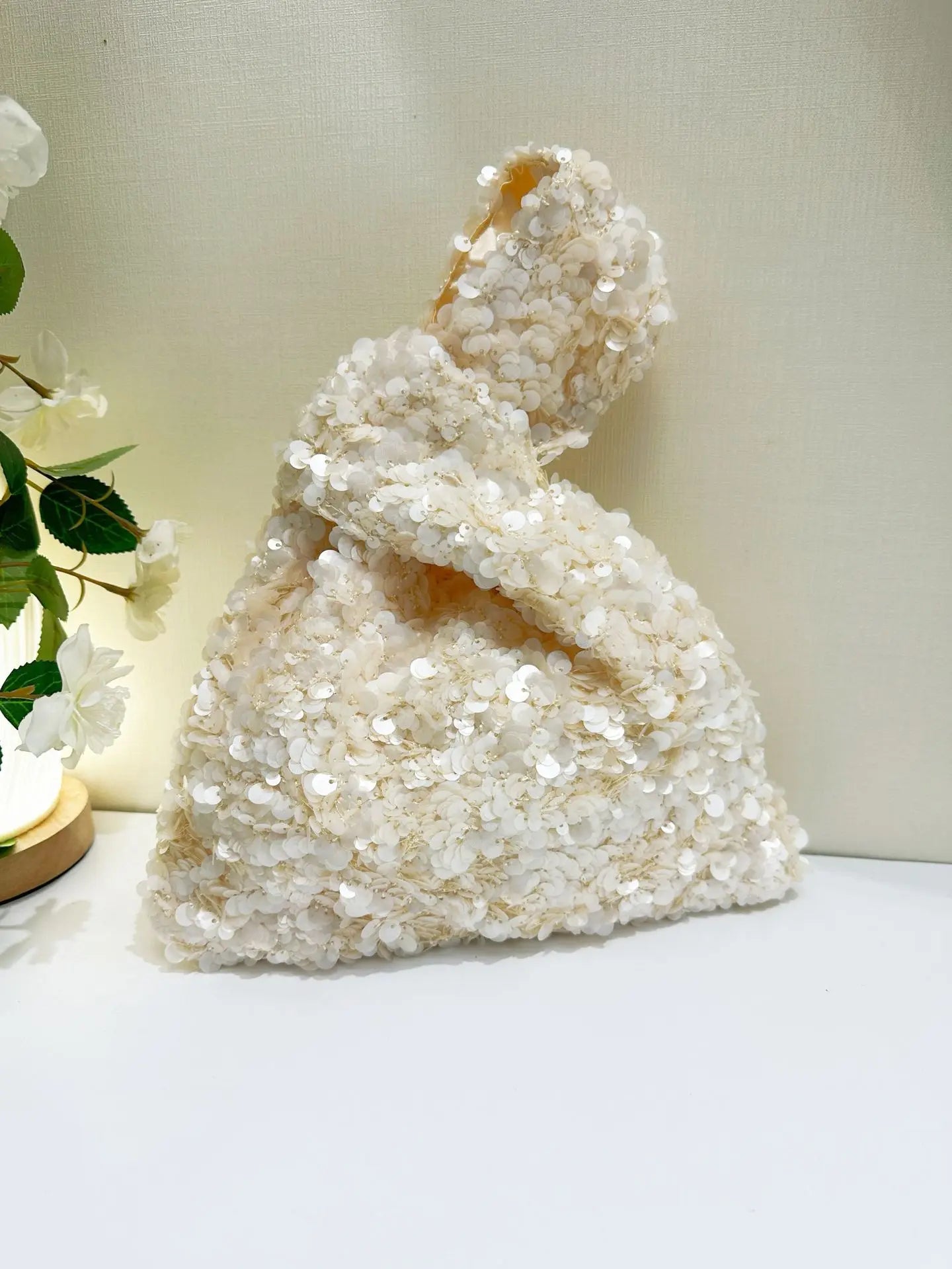 Elegant White Sequin Clutch Evening Bag for Women Mini Hobo Handbag Bridal Party Prom Dress Accessory Female Wedding Purse