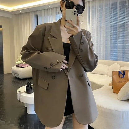 Women's Blazer Jacket 2025 Spring Autumn High End Fashion Temperament Ladies Suit Coat Elegant Loose Versatile Lady Outerwear
