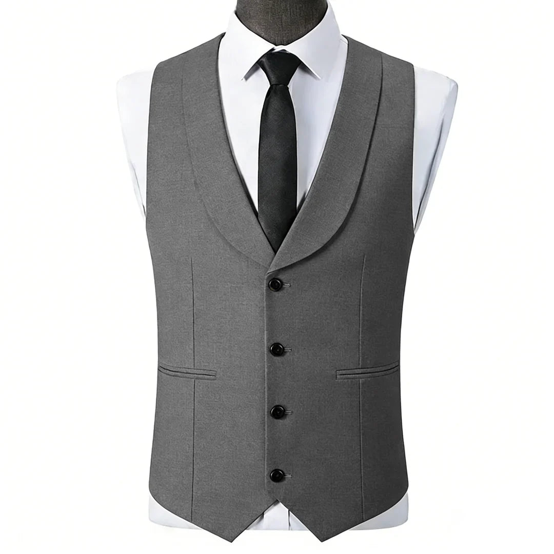 Men Vest Black Single Button With Lapel Solid Waistcoat For Wedding Banquet Business Work Office Casual Daily Men Suit Vest