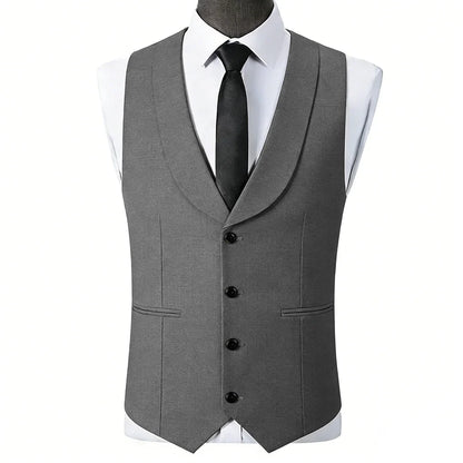 Men Vest Black Single Button With Lapel Solid Waistcoat For Wedding Banquet Business Work Office Casual Daily Men Suit Vest