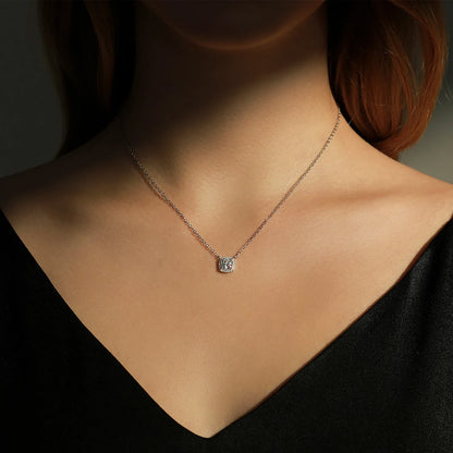 Square & Round Halo Moissanite 925 Sterling Silver Pendant Necklace D Color VVS1 Lab Diamond Necklace For Women Jewelry