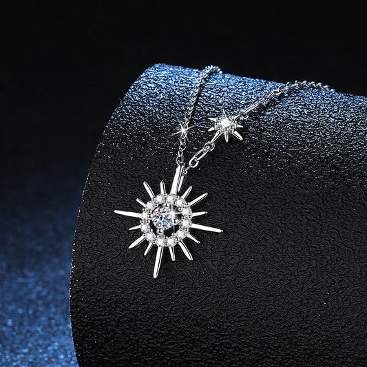 Real Moissanite Diamond Hexagram Pendant Necklace For Women Men 100% 925 Sterling Silver Sun Flower Party Fine Jewelry Gift