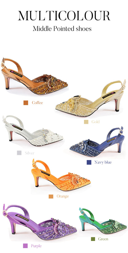 Women High Heel Party For Purple Color Shoes and Bag Set Rhinestone Handbag Italian Design Wedding INS 2025